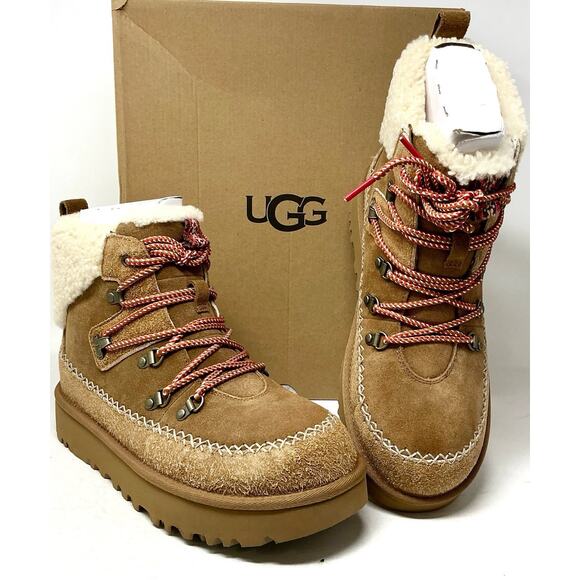 🔴SOLD UGG Classic Alpine Chestnut Lace Up Suede Sheepskin Boots Size 11 NIB - Picture 2 of 14